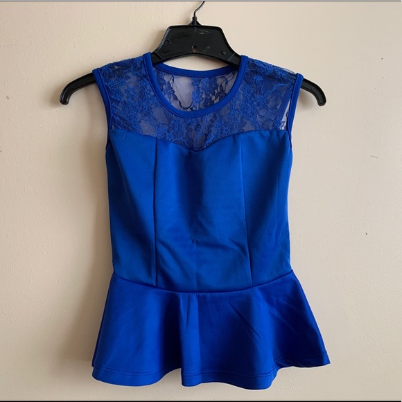 Blue peplum top - Picture 1 of 2